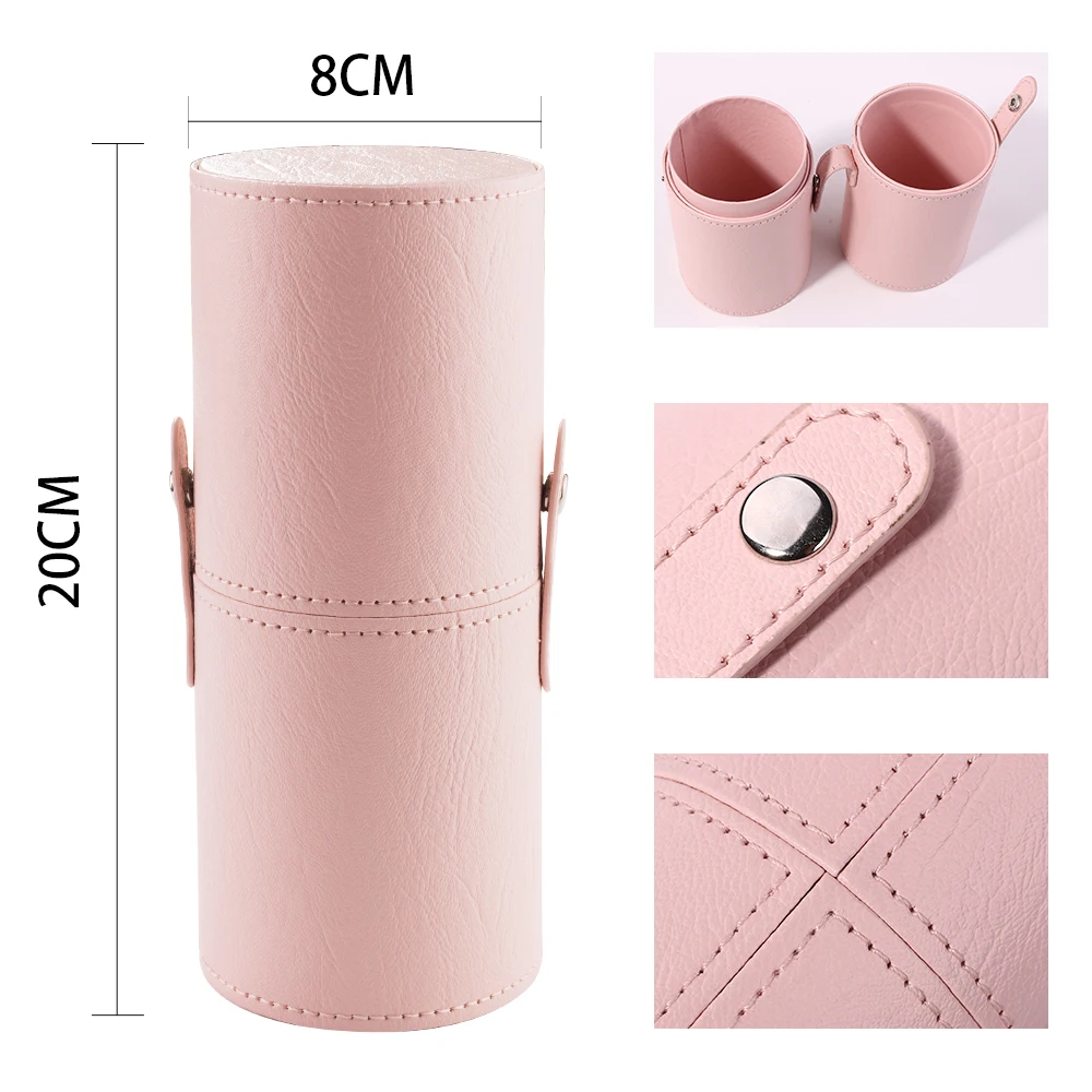 BEILI 1pcs Makeup Brush Cylinder Brushes Storage Holder Organizer Travel Case for Cosmetic Tools PU Leather