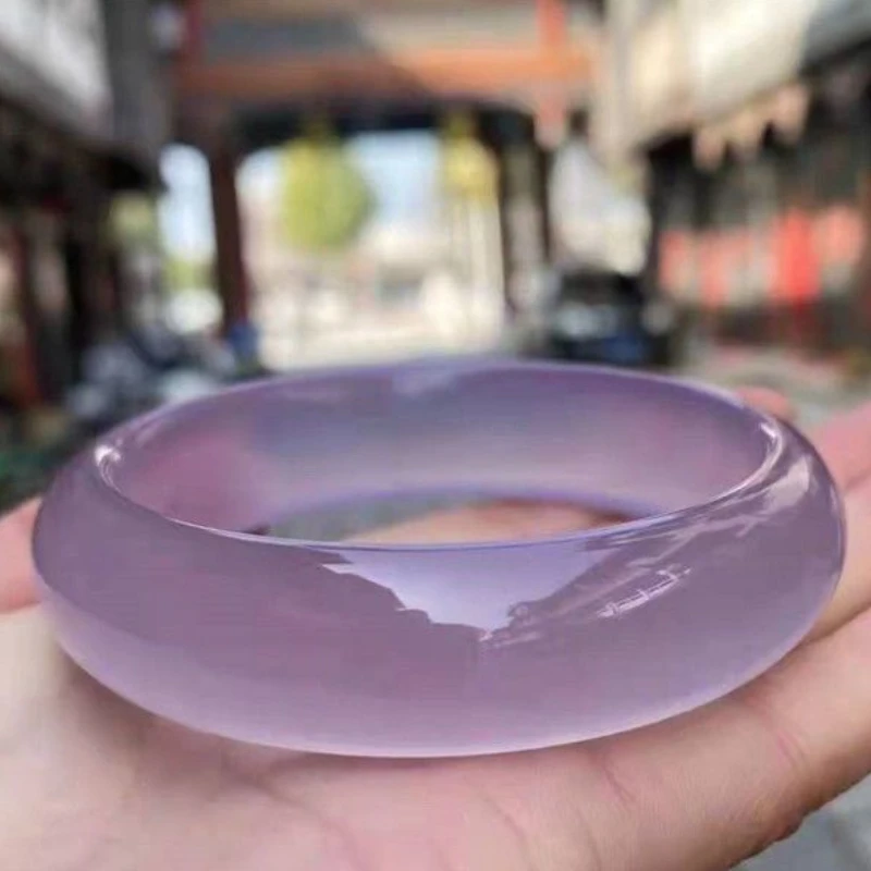 

Natural Violet Ice Chalcedony Agate Bracelet Women's
