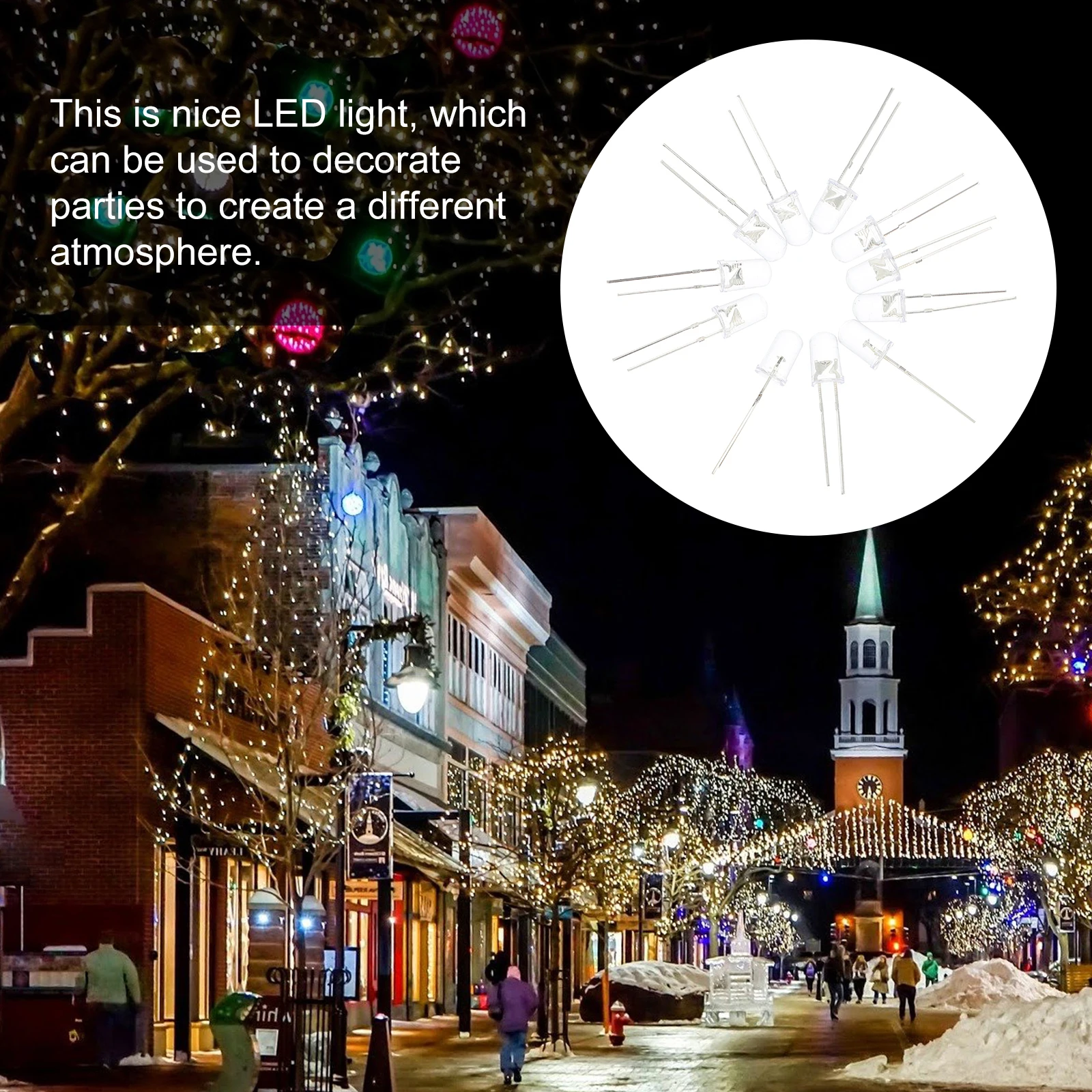 

200 Pcs Decorative Light Bulb up Garland Christmas Lights for Mini Tree Cone Iridescent Topper LED Lamp Bead with