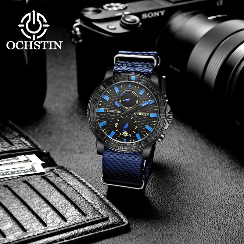 

New OCHSTIN 2024 Creative Nylon Series Casual Simple Model Multifunction Quartz Movement Men's Quartz Watch Men's Watches