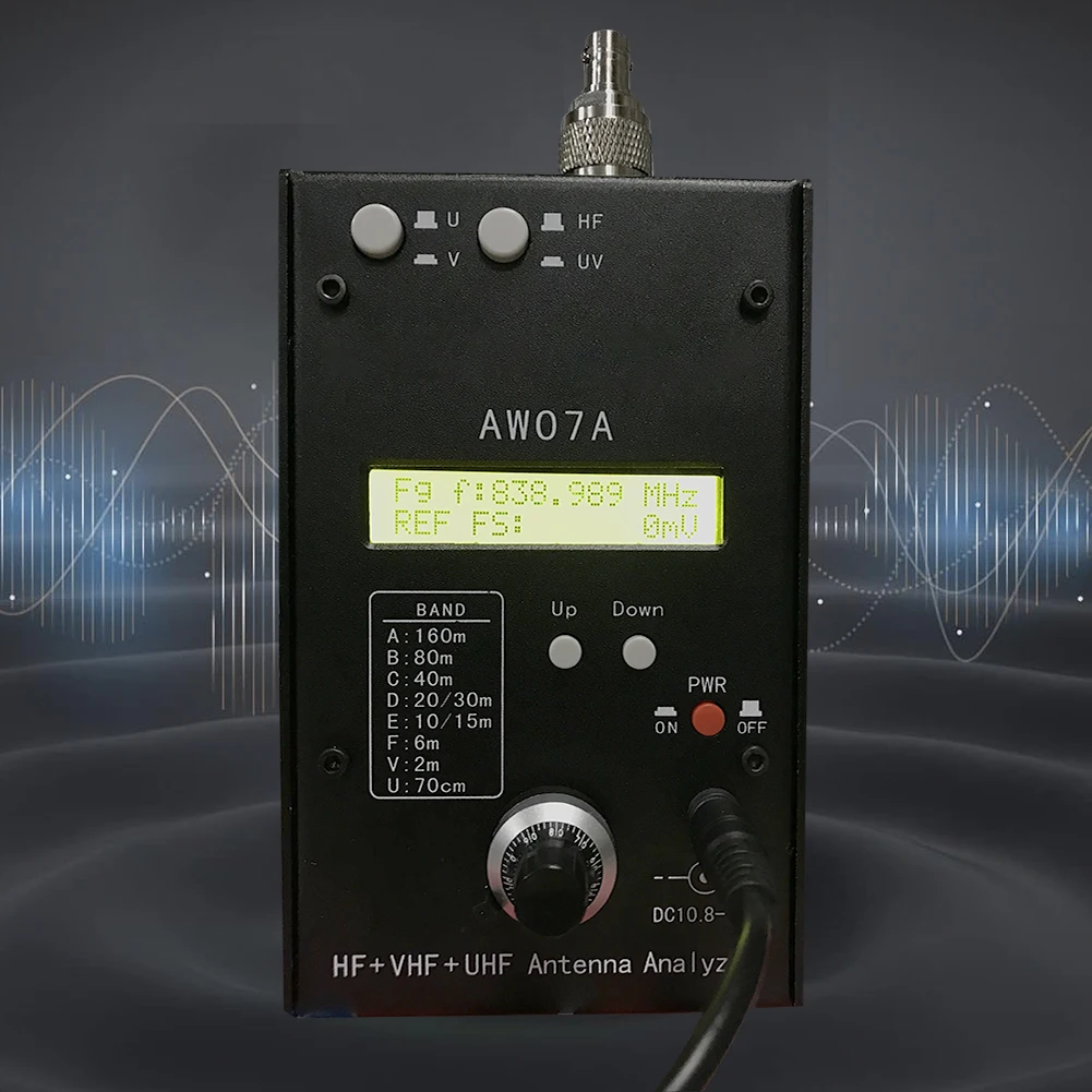أداة قياس هوائي HF/VHF/UHF AW07A 1.5-470MHZ 160 M HF + أداة قياس محلل هوائي SWR مع 1.0 إلى 9.99 SWR لراديو لحم الخنزير