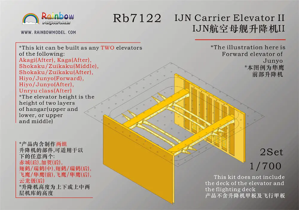 Rainbow PE 1/700 IJN Carrier Elevator II Photo-Etched RB7122