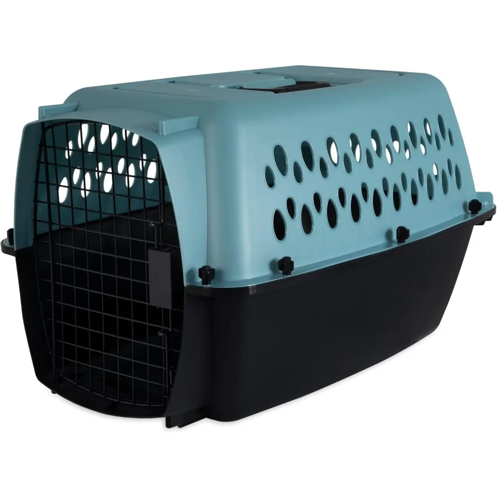 

Portable 24 Inch Plastic Pet Crate for Dogs 10 20 lbs Airline Approved Travel Kennel Home Use Light Blue
