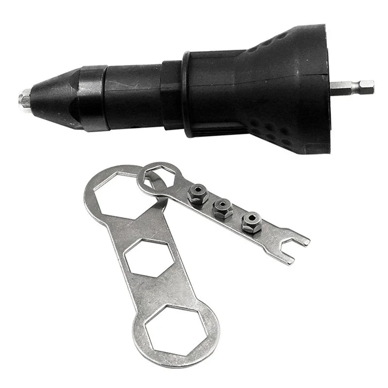 ABFI eléctrico para taladro inalámbrico, juego de adaptadores de tuerca de remache, herramienta de tuerca de remache AKAPE 2,4 ~ 4,8 Mm (negro)