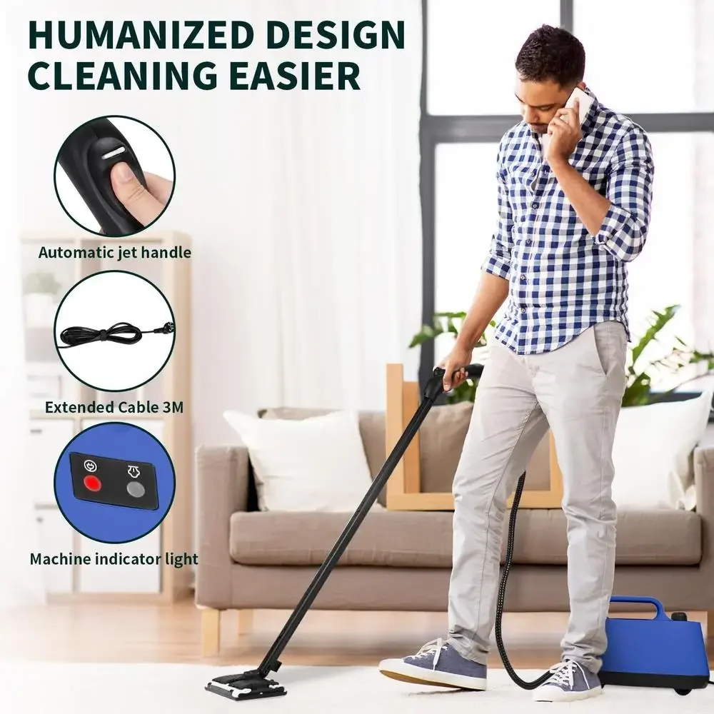 High Pressure Electric Steam Cleaner Multi-Purpose Rolling Machine Carpet Upholstery Floor Car Deep Cleaning with Accessories