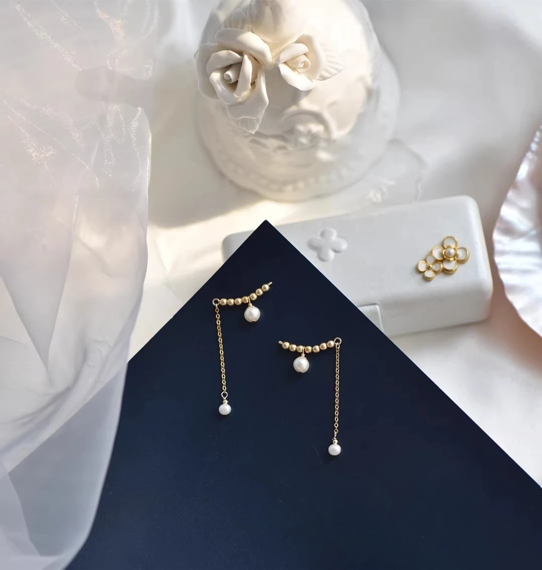 

Lii Ji Real Pearl Stud Earring Drop Tassels Women Earring for Wedding Jewelry