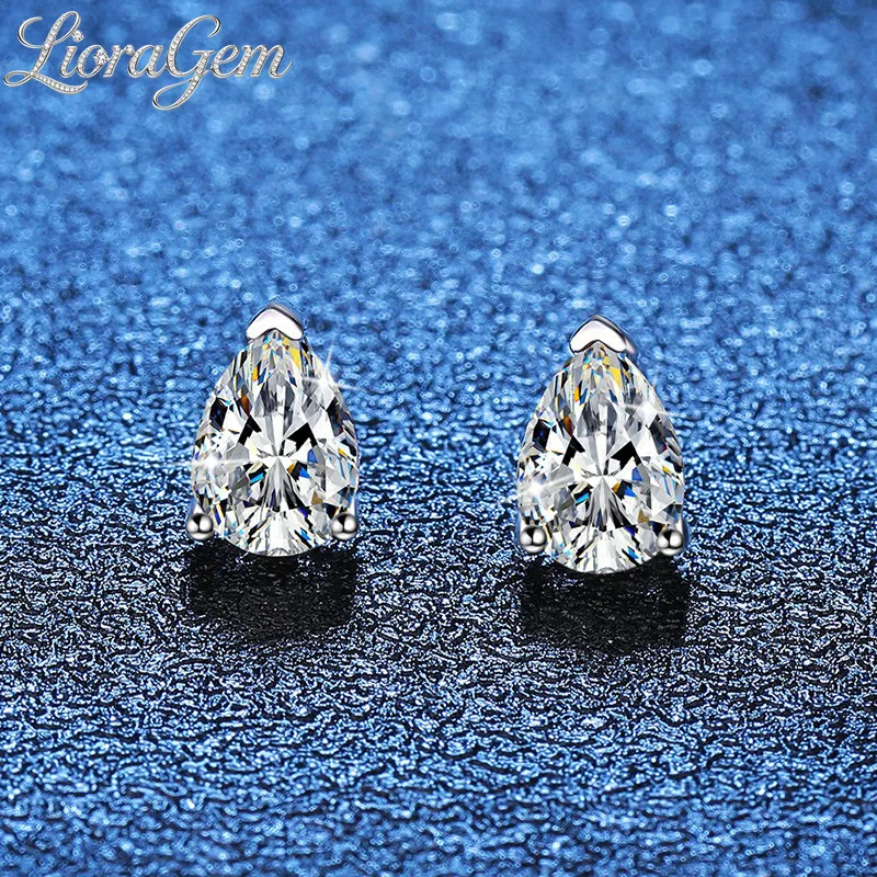

LioraGem Classic Minimalist Pear Moissanite Stud Earrings, 0.8-carat Moissanite Stud Earrings for Women Platinum PT950 Stamp