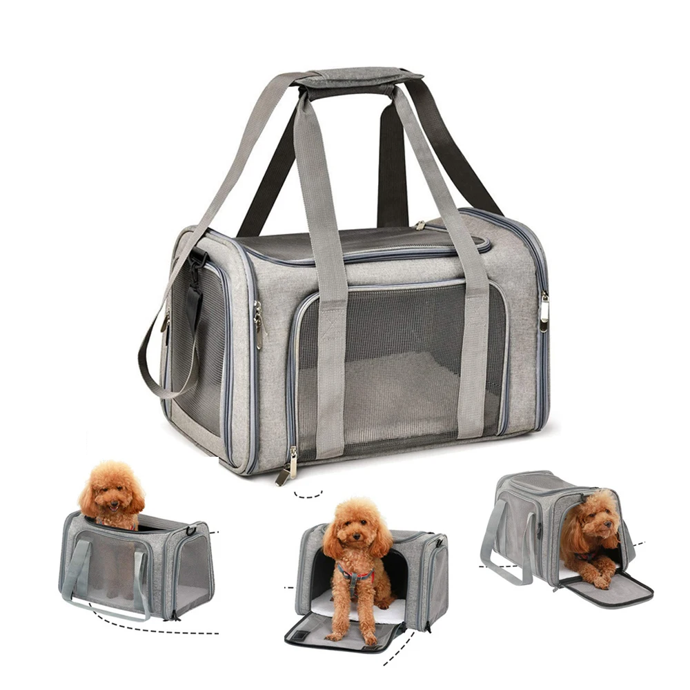 Dog Carrier Bag Cat Pet Carriers Dogs Soft Side Backpack Travel Bags Portable Airline Transport Bags for Small Dogs Cats Outdoor