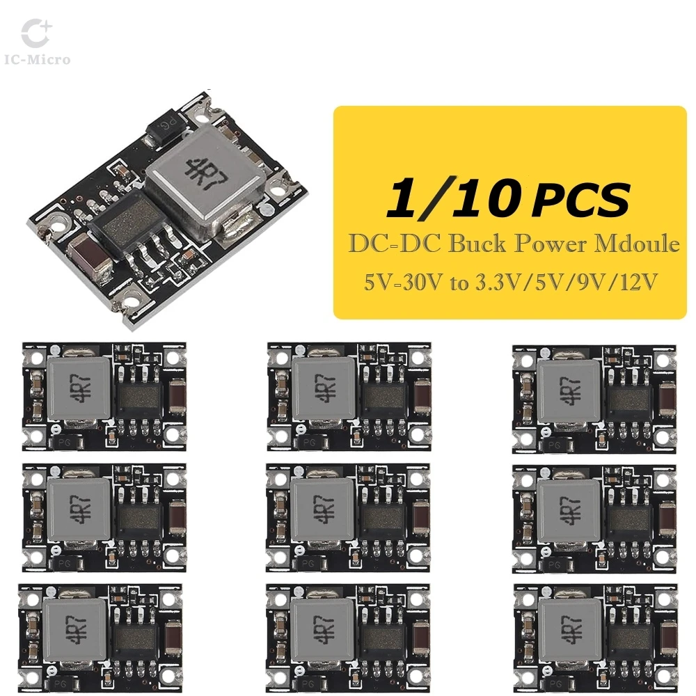 XCW DC-DC Buck Converter Step Power Supply Module 5V-30V To 3.3V 5V 9V 12V 3A Voltage Regulator for Car Motorcycle Battery 1-10