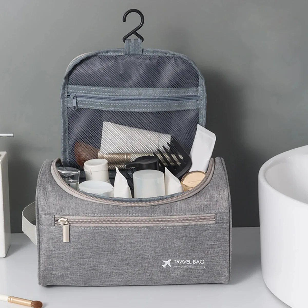 حقيبة أدوات الزينة المحمولة للسفر سعة كبيرة قابلة للطي حقيبة التخزين هوك حقيبة تخزين متعددة الوظائف الفرعية