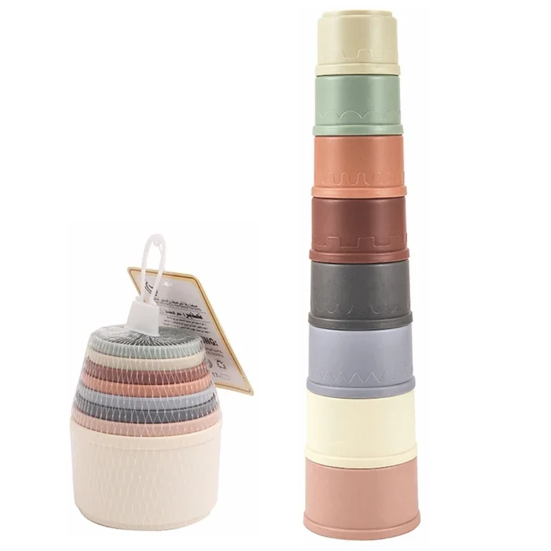 Baby Stacking Cup Toys Baby Early Educational Toys Stacking Tower Montessori Toys Baby Bath Children Gift Dropshipping