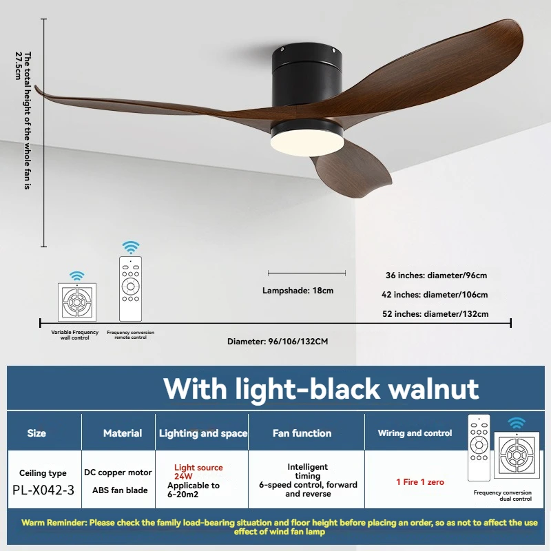 Nordic Minimalist Straight-Blade Fan Light Silent Operation Suitable for Dining Room Bedroom Study Room image 3