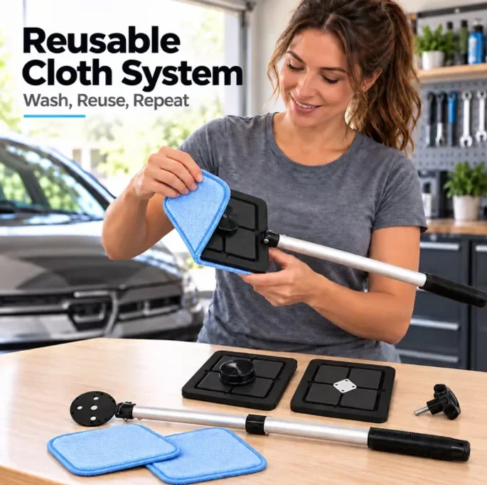 Dual Magnetic CarWindshield Cleaner, Dual Side Car Glass Cleaner,Streak-Free Auto Glass Cleaning Kit,Road Trips, Rainy Weather