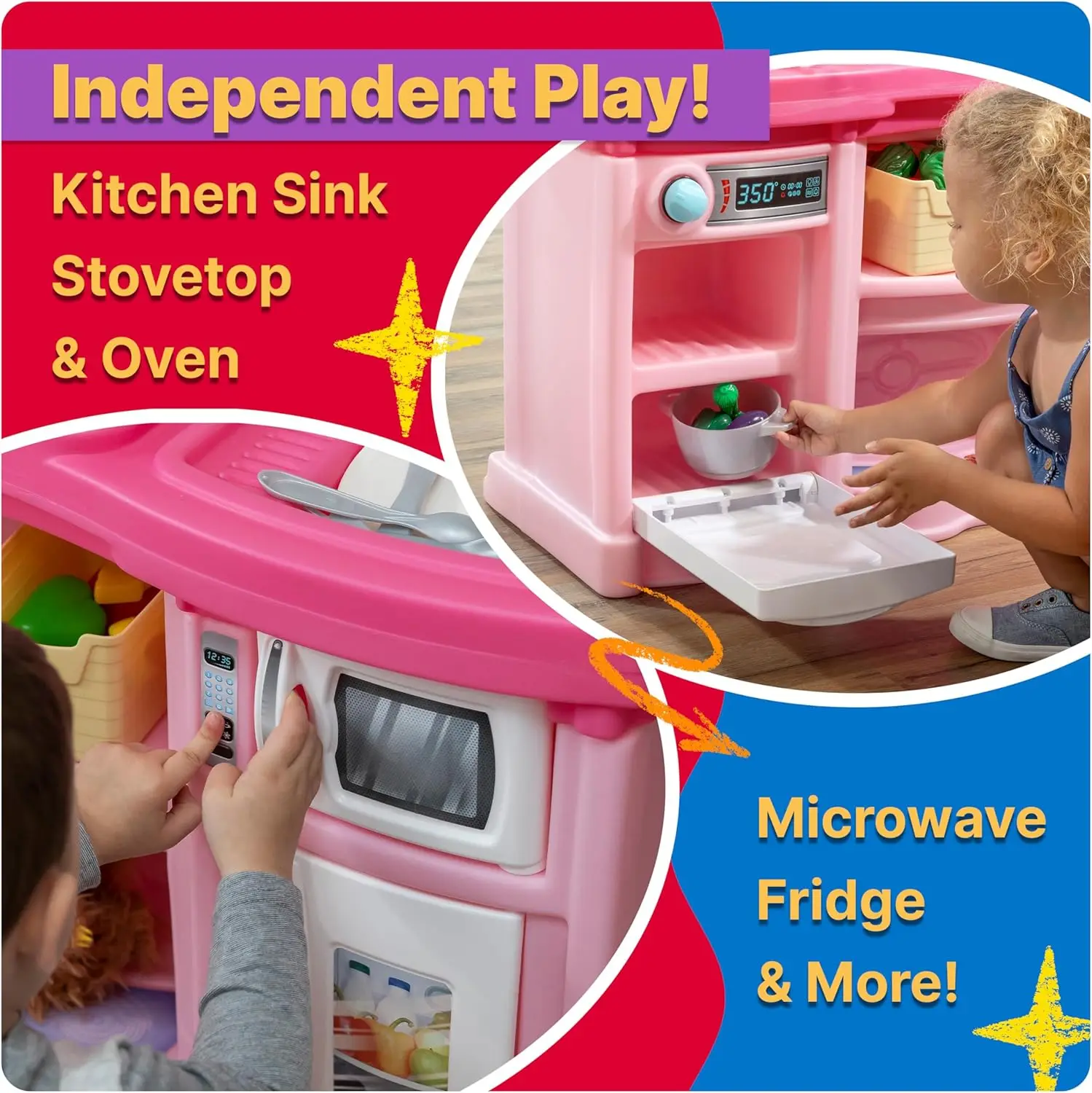 Diversão Cozinha Playset com Luzes e Sons, Playset Durável para Crianças, Cozinha Interior e Exterior, Play Set Interativo, Step2