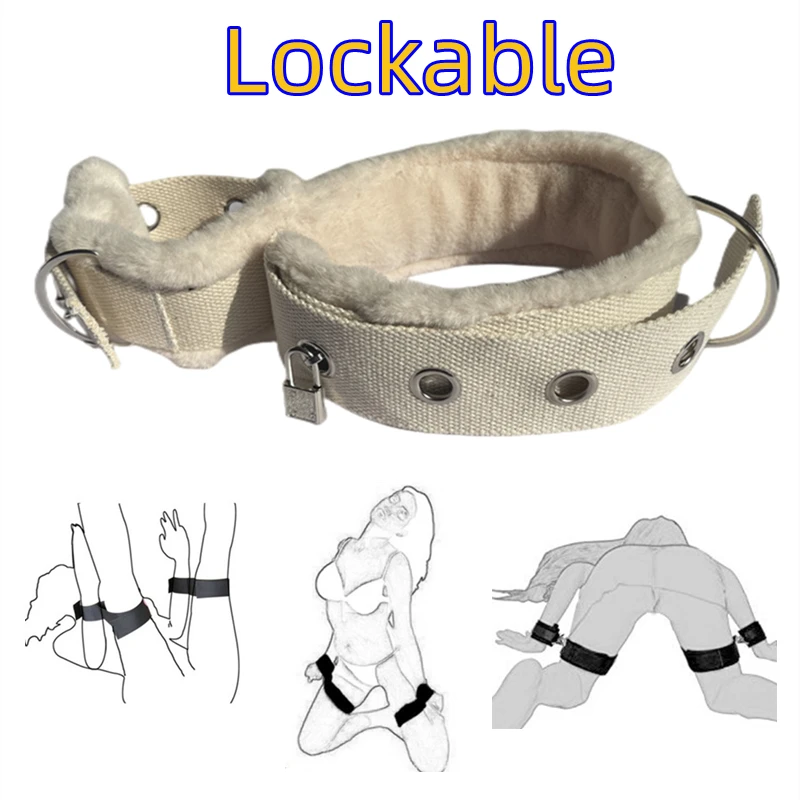 Bed Bondage Thigh Kit Heavy Duty Canvas Handcuffs Locking  Anklecuffs BDSM Leg Restraints Set