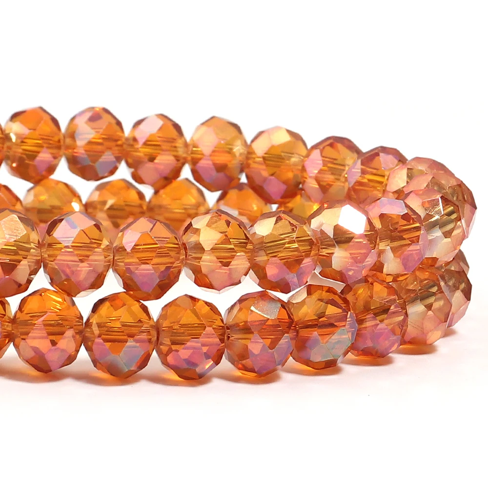 1 Strang 4/6/8 mm facettierte Kristallperlen Orange Rot Rondelle Glas lose Perlen für Schmuckherstellung DIY Armband Halskette Zubehör – Detail 8