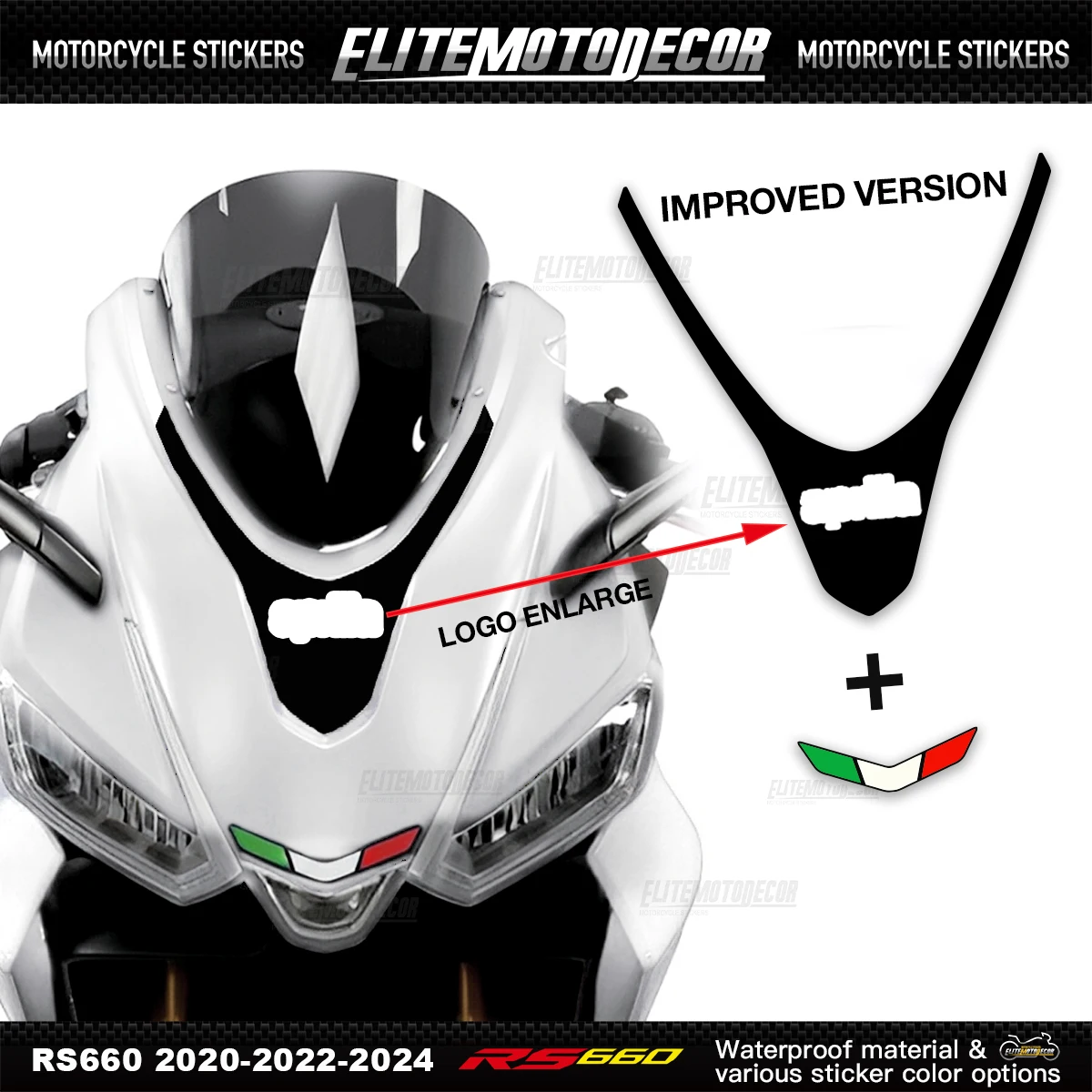 

Motorcycle Accessories front Fairing Sticker decal Kit rs660 New front fairing tricolor logoFor Aprilia RS660 RS 660 2020-2024
