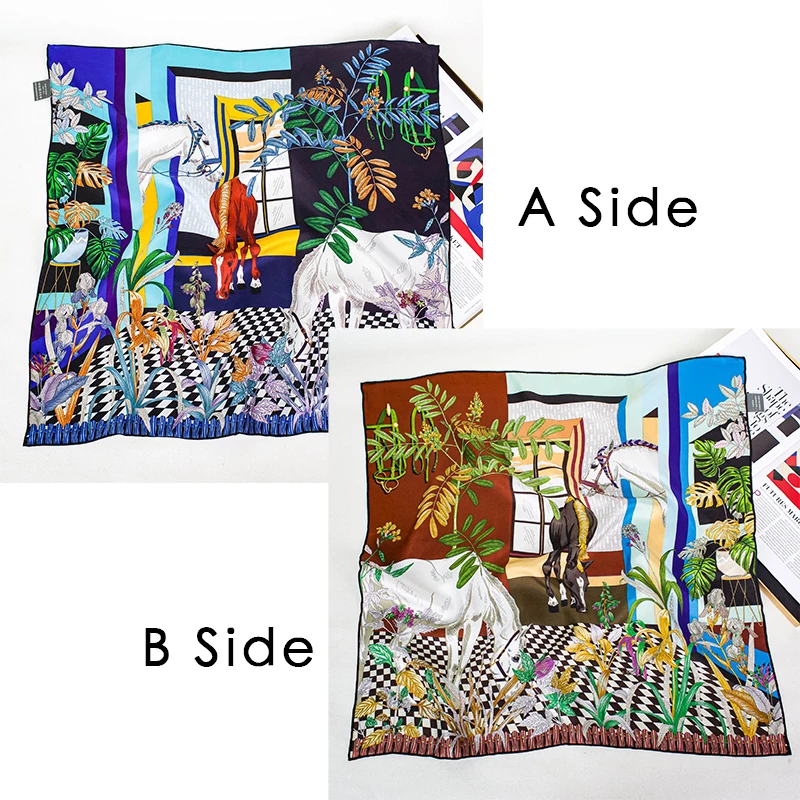 

Саржевый шелковый шарф 65 см, двусторонний принт, шали, шарфы, украшение для головы, рождественский подарок, аксессуары для одежды