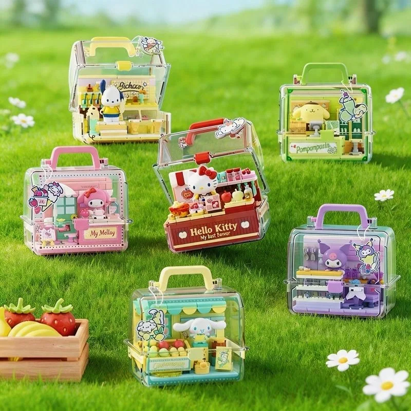

AREAX Anime Sanrio Building Blocks Fruit Flavored Store Manager Hello Kitty Cinnamoroll Kuromi Kuromi My Melody Assembly Model