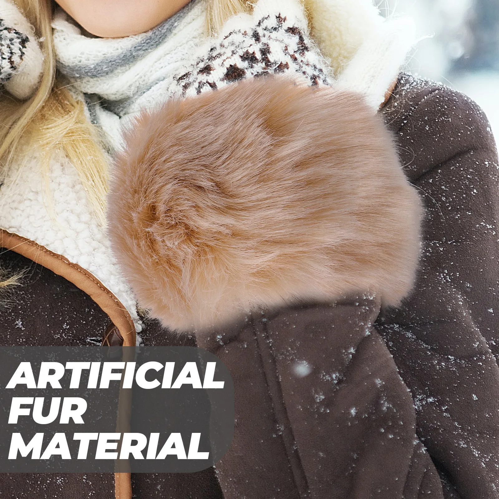 

1 Pair Furry Wrist Cuffs Arm Warmers For Women Winter Hand Cuffs Cozy Arm Warmers Christmas Accessory