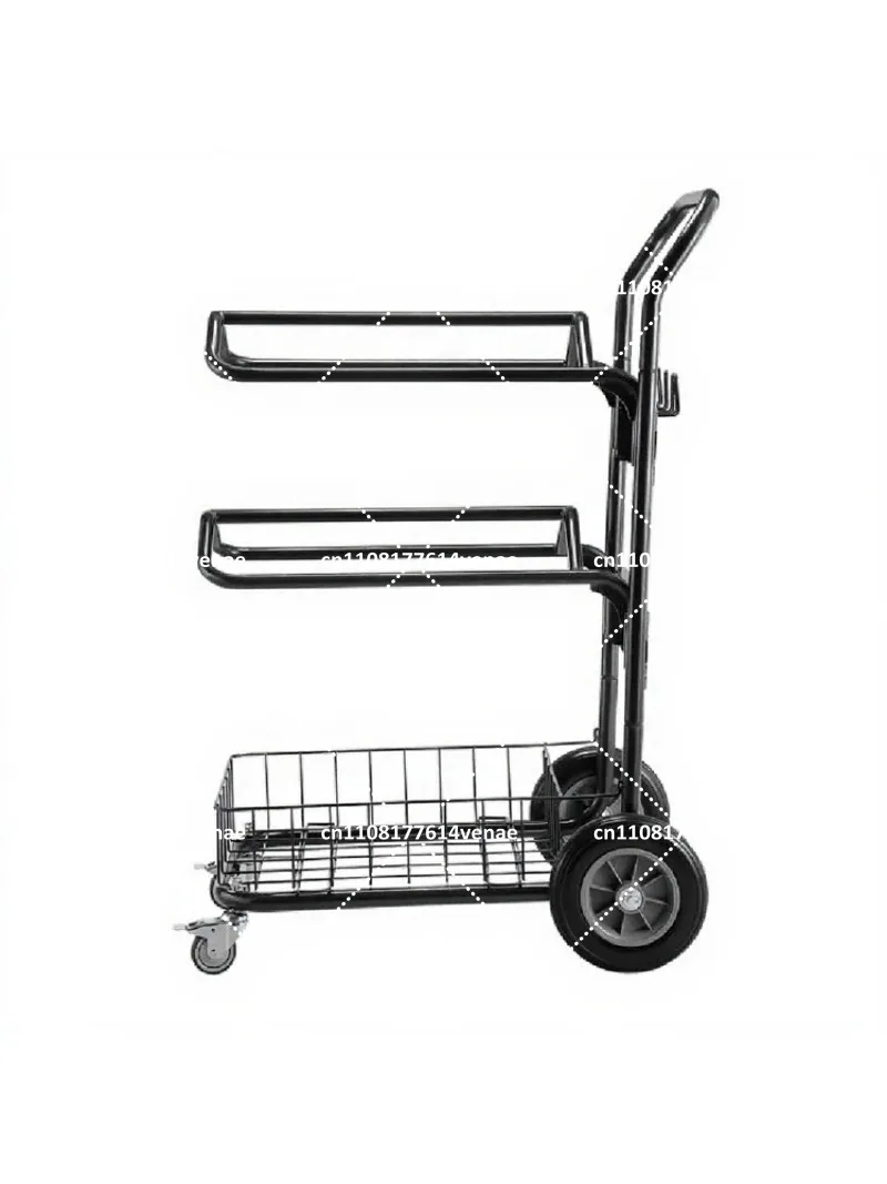 2 Tier Rolling Saddle Rack with Blanket Basket, Horse Equipment Storage Cart, Large Powder Coated Display Stand