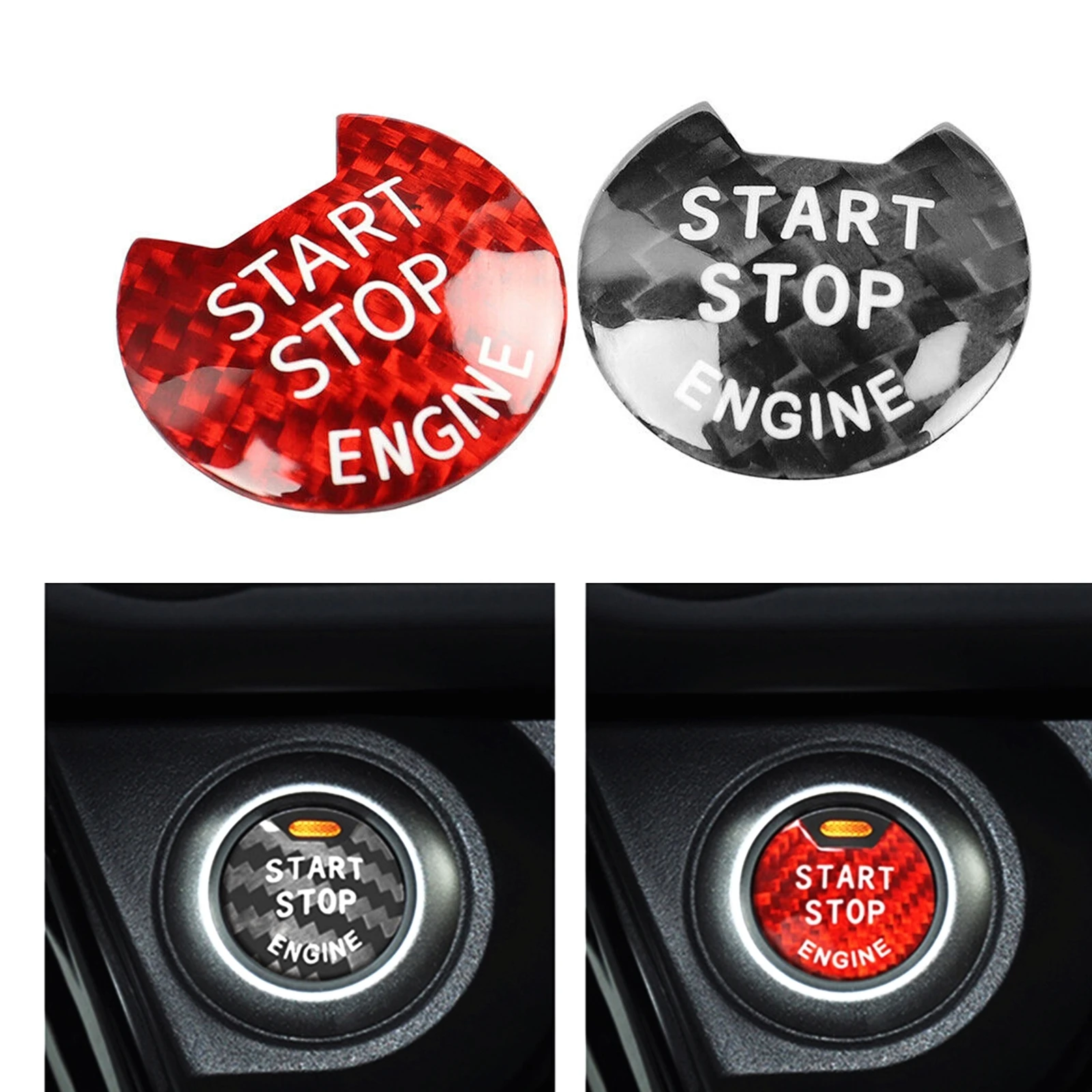 

Engine Start Stop Push Button Cover Carbon Fiber Red For Nissan Infiniti Q50 Q60