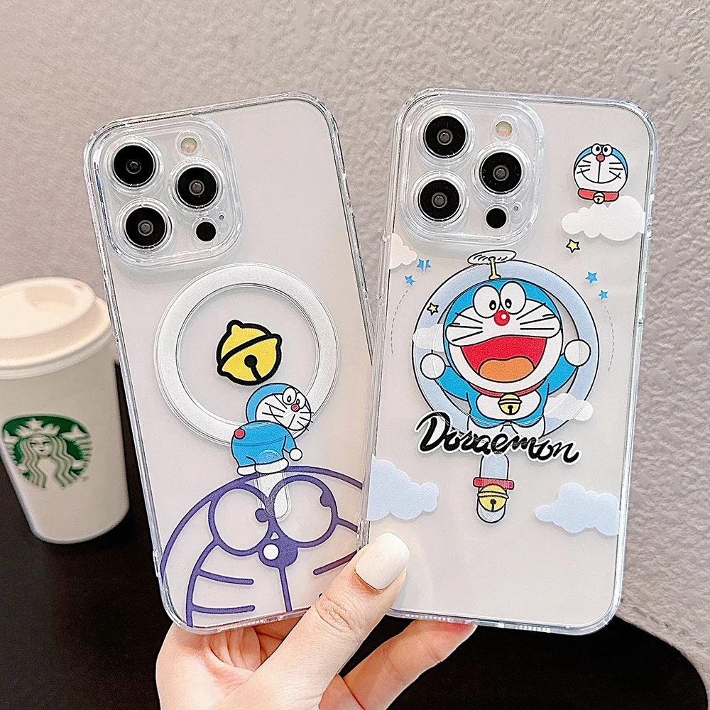 Cute Cartoon D-Doraemon Magsafe Magnetic Phone Case for iPhone 16 15 14 13 12 11 8 7 Plus Pro Max X XR XSMax Soft Clear Tpu