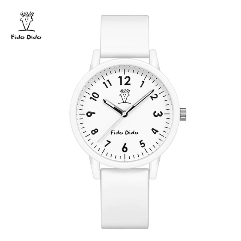 Orologi da coppia Fido Dido - Cinturino in silicone impermeabile 50M |   Quarzo luminoso |   Orologio da studente unisex |   Stile meccanico FD2368-1098