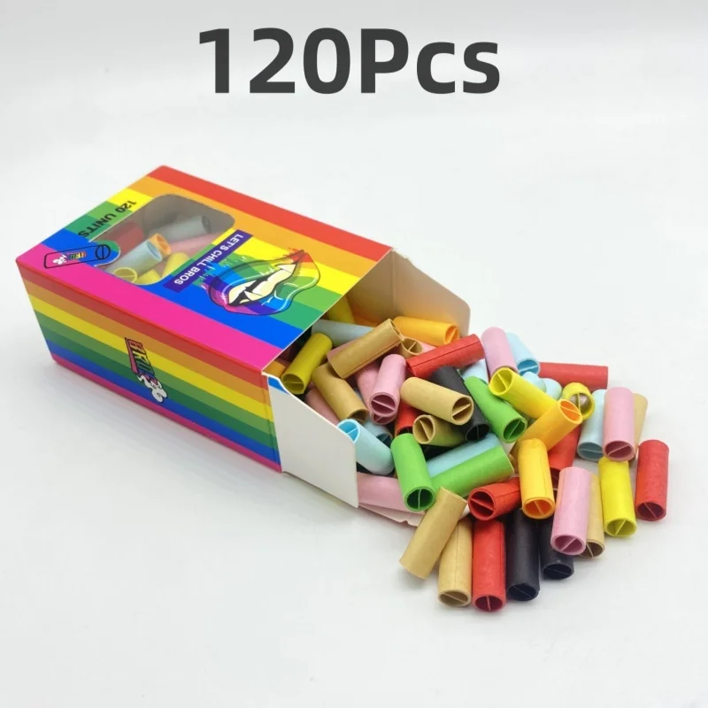 120pcs 7MM Colorful Cigarette Filters Pre-Rolled Paper Cigarette Mouthpieces Filter Tips Full Box Gift For Smokers