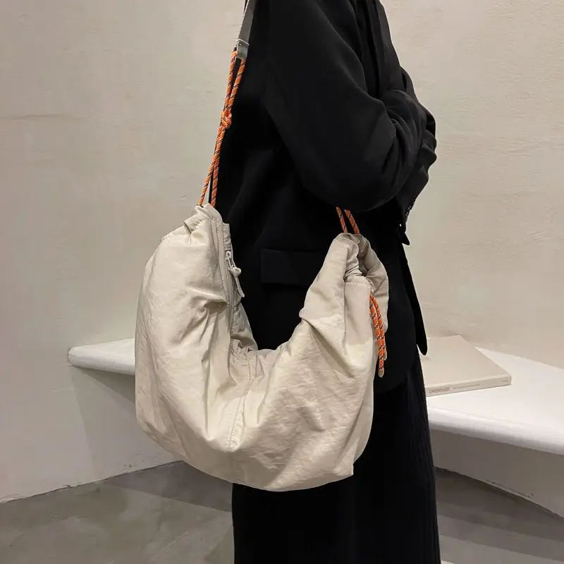 Female Korea Tide Cool Japanese Series Literature and Art All-match Canvas Bag Fallow Fold Lazy Across Shoulder Bag