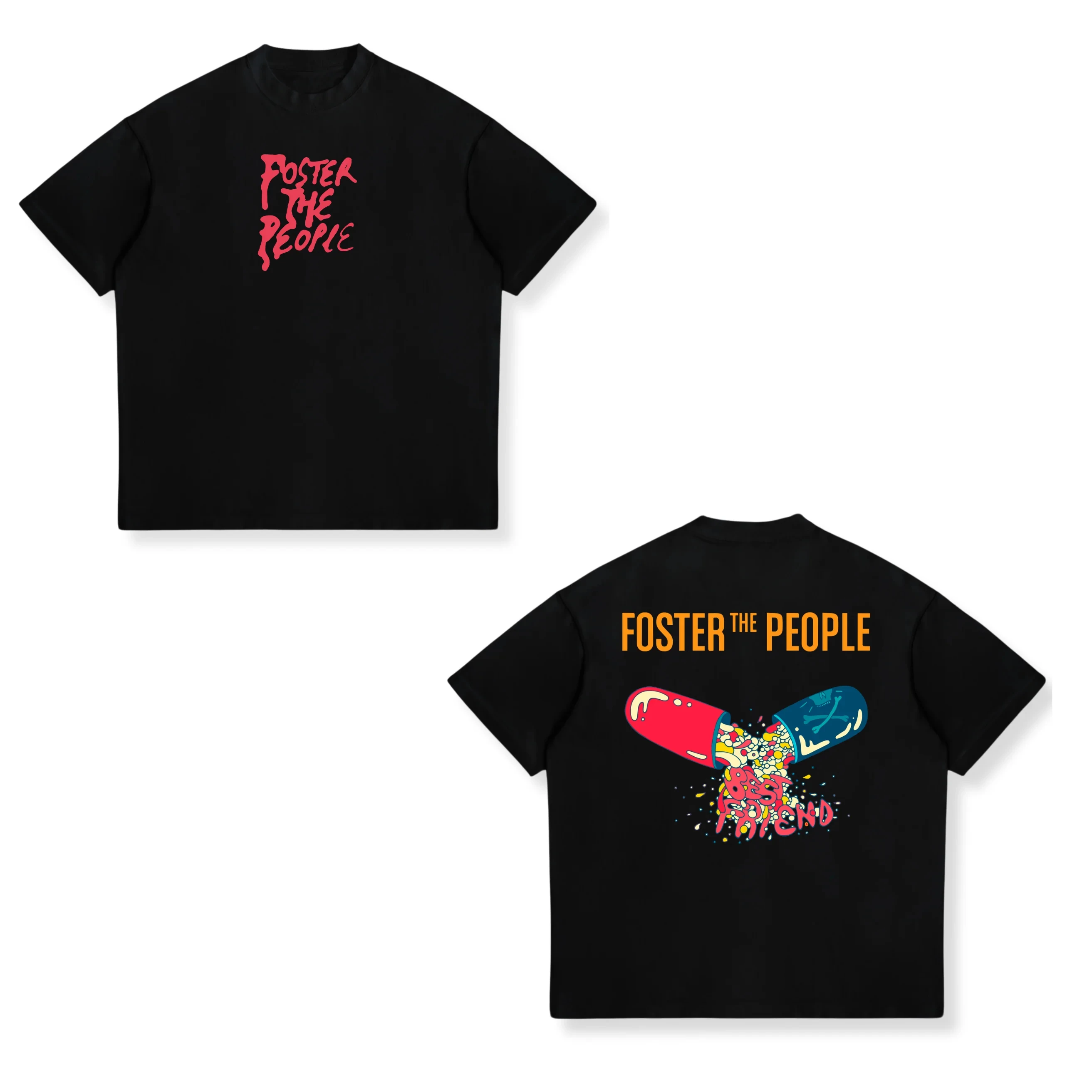 T-shirt Foster The People Band pour hommes et femmes, mode Hip Hop Vintage, surdimensionné, en coton, décontracté, col rond