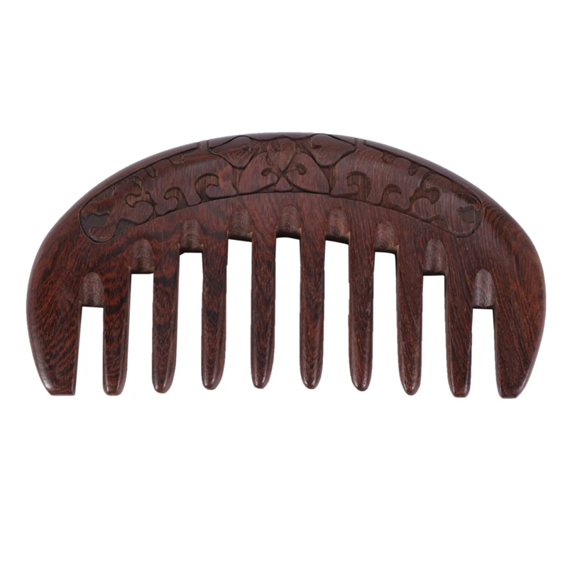 Green sandalwood comb Wood Comb Wooden hair comb Natural Comb-Anti Static Massage through the comb (Flower-Wide tooth)
