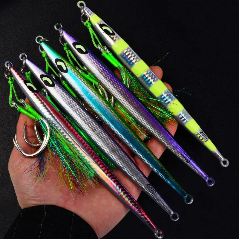 2026 Heavy Weight Fast Sink Jig 60g-200g Flexible Fast Action Luminous Vertical Fishing Jig Bait 5Pcs For Deep Sea Boat Fishing view 5