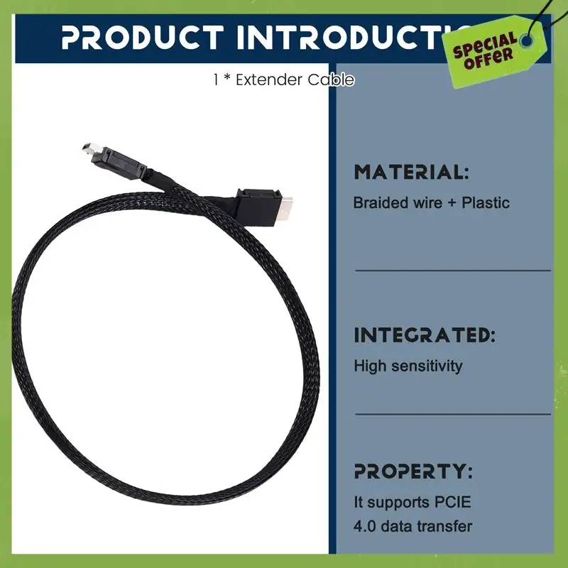 

Ведущий-PCIE 4.0 X4 GEN4 SAS4 Кабель Oculink SFF-8611 Плетеный мягкий удлинительный кабель GPU SSD Oculink 4X посеребренный провод 24 Гбит/с