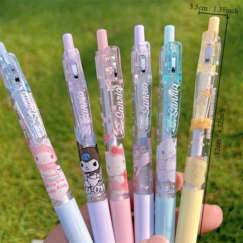 

6pcs ST Push Pen Set - High-Value, Kawaii Design for School Students - Durable, Comfortable, Colorful, with Zebra Clip - Perfec