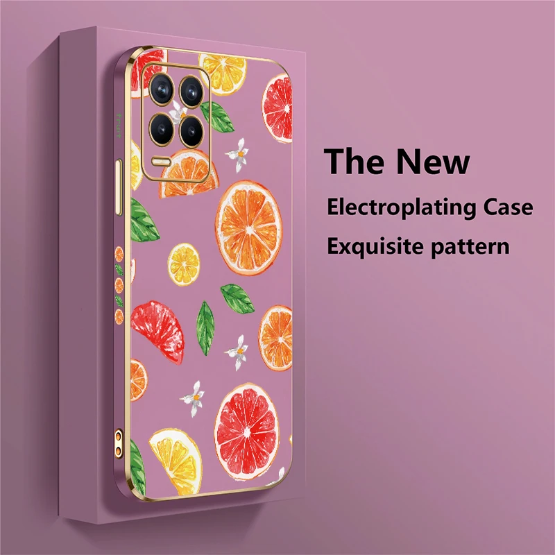 الفاخرة الفاكهة الليمون نمط جراب هاتف ل ممن لهم Realme 5 5i 5s 7 5G 6 برو 8i 7i 6i 8 برو لينة تصفيح سيليكون غطاء مقاوم للصدمات #3