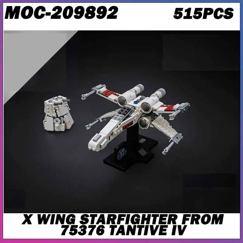 

Строительный блок MOC, серия «Космические войны», серо-красный космический корабль, креативная модель кирпича, образовательная игрушка, подарки для взрослых на день рождения, MOC-209892 515P