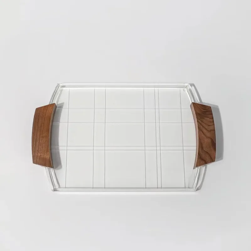 Modern Acrylic Transparent Grid Tray Luxury Fruit Plate Storage Box for Dining Room Living Room Home Decor Organizer Display