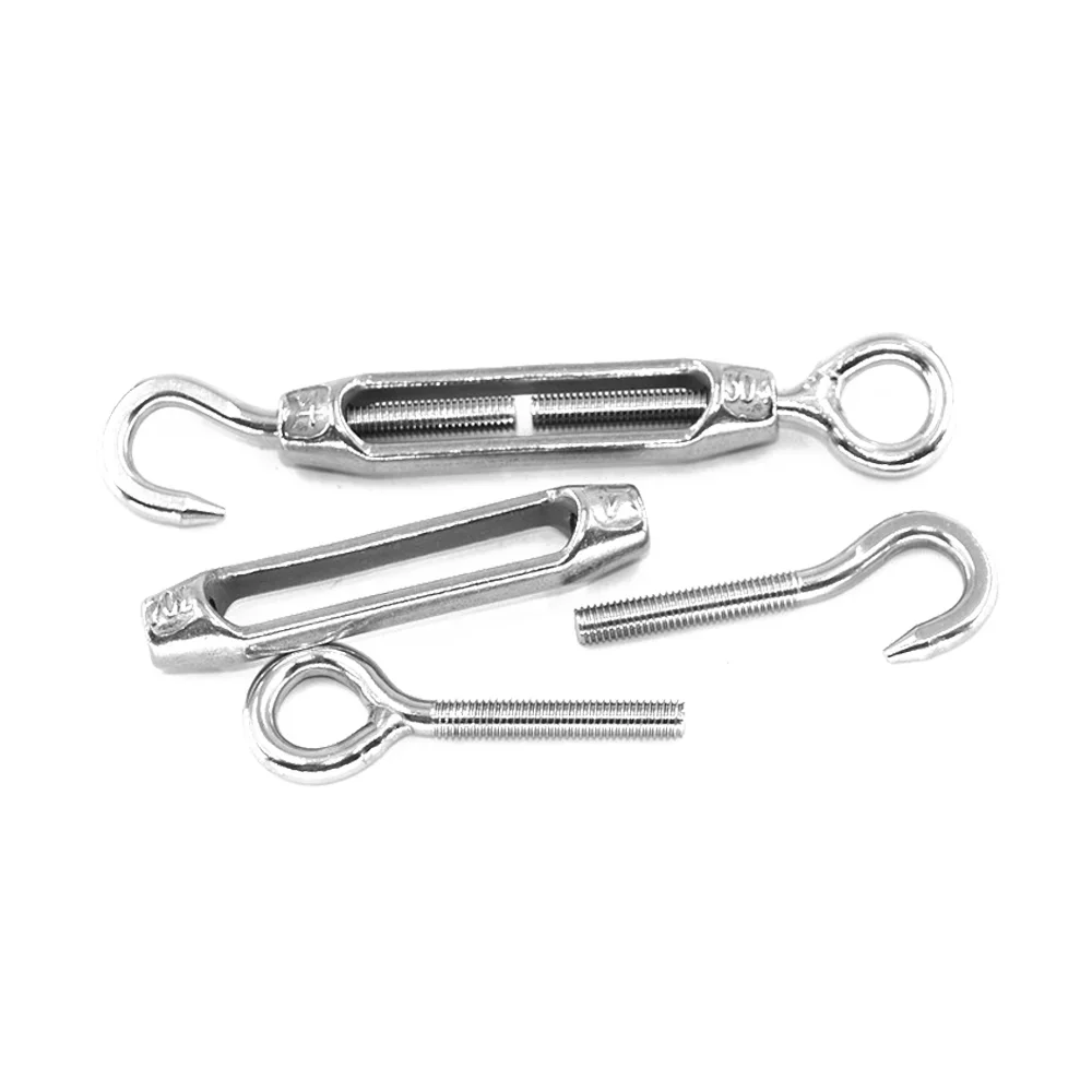 5PCS M4 Stainless Steel 304 Open Body Turnbuckle Eye-hook Screws Wire Rope Tension Tighten Screws for Flower Basket