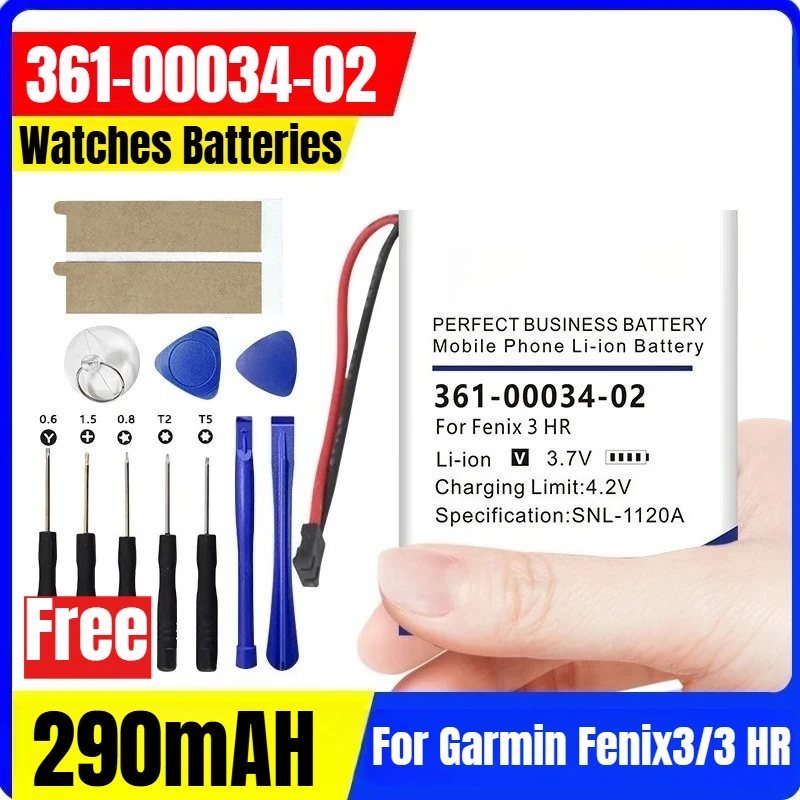 

361-00034-02 3.7V 290mAH Watches Batteries for Garmin Fenix3/3 HR