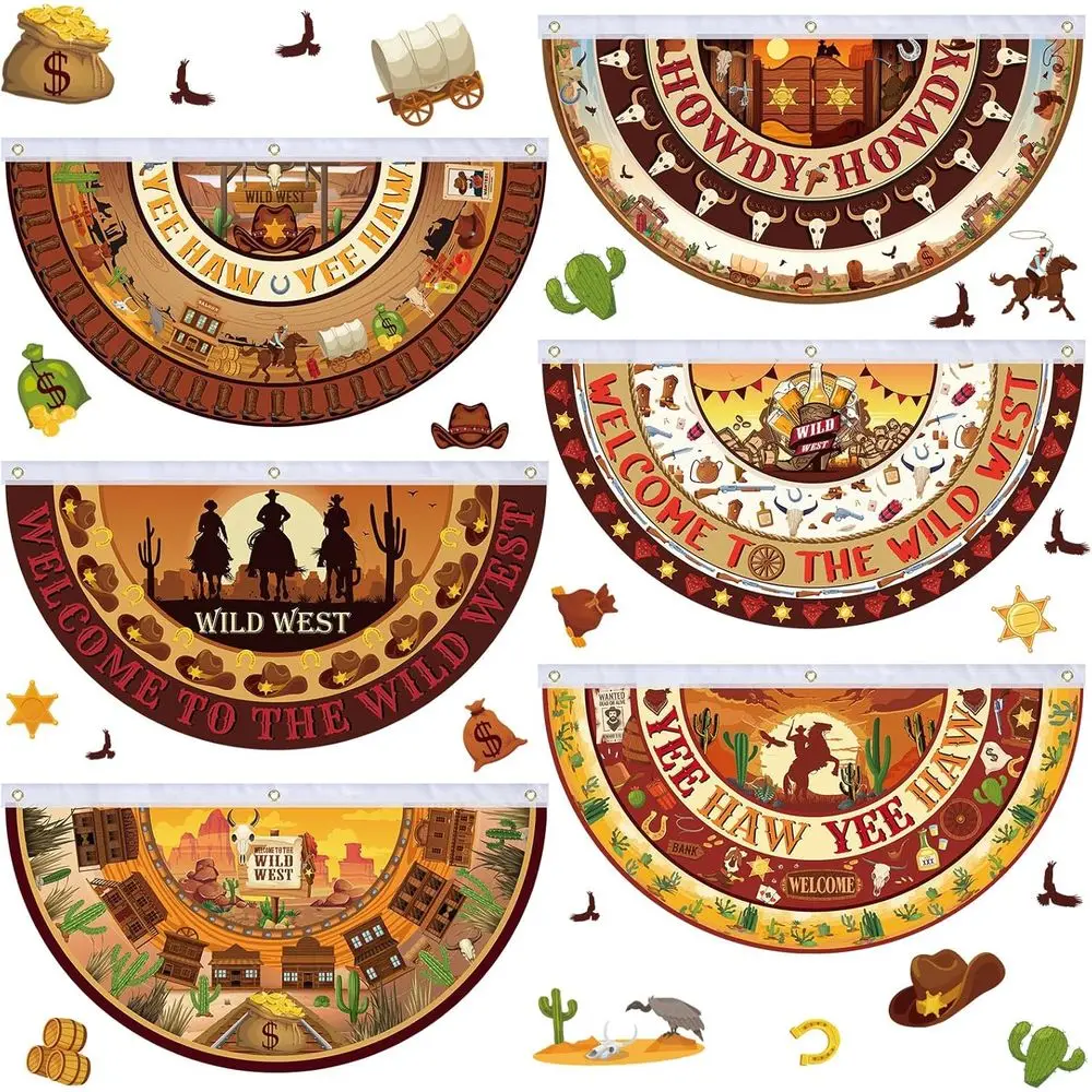 Colorful Cowboy Themed Banners for Outdoor Events