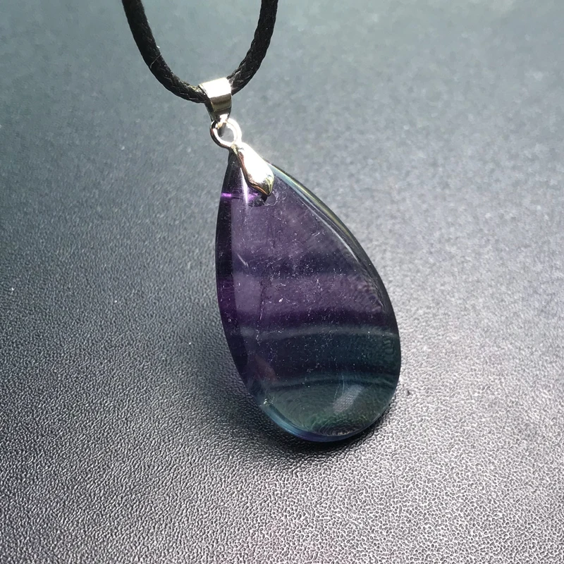 Natural Rainbow Fluorite Pendant Solid 925 Silver Gemstone 20*35mm for Women Lady Girl Necklace Wedding Party Fine Jewelry Gift - view 2