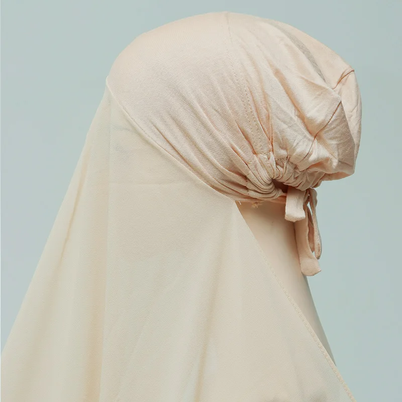 Instant Chiffon Hijab With Bandage Undercap Fashion Solid Color Chiffon Head Wraps Under Scarf Caps For Muslim