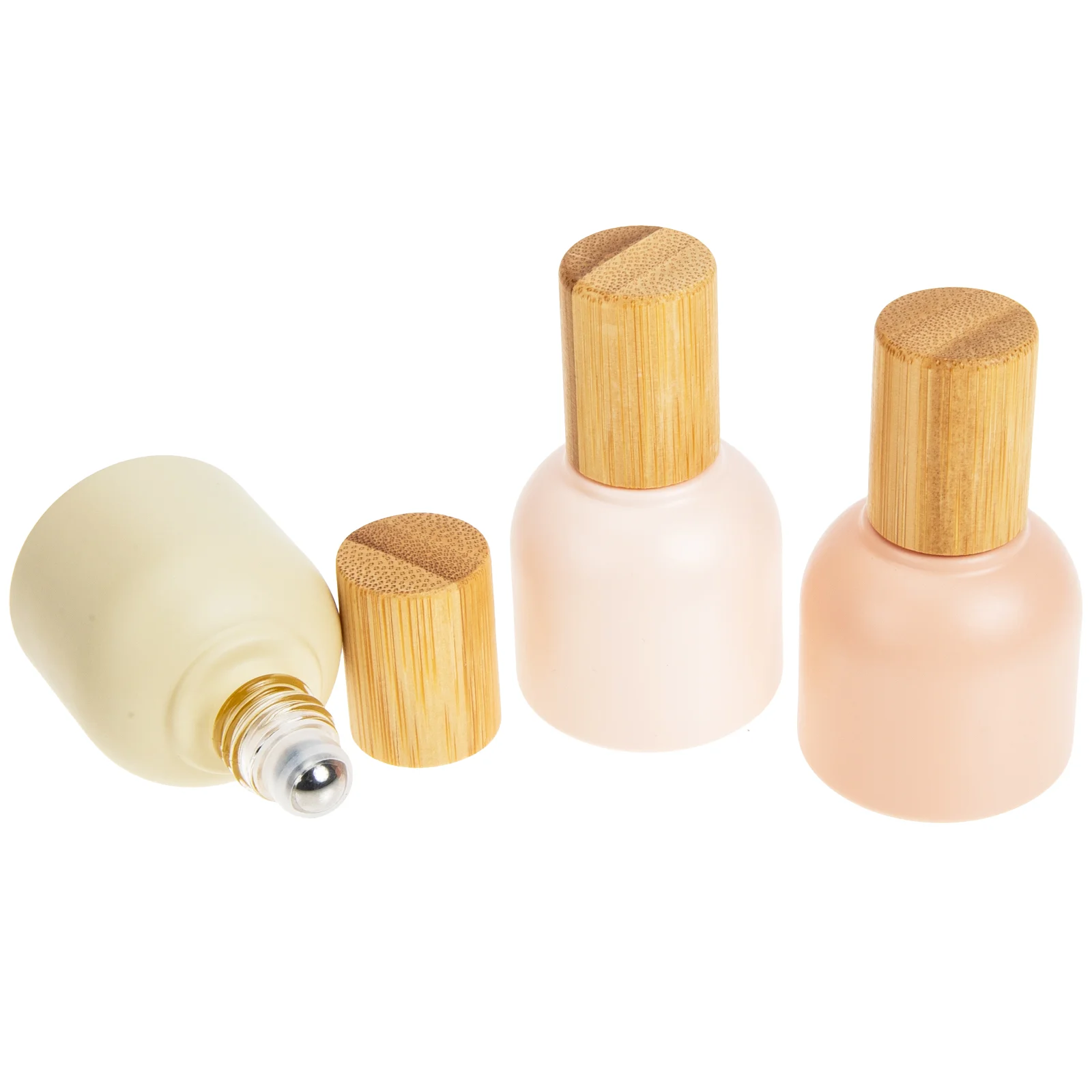 3 Pcs Roller Bottle Lipgloss Refillable Ball Bottles Fresh Glass Perfume 10ml with Bamboo Lids