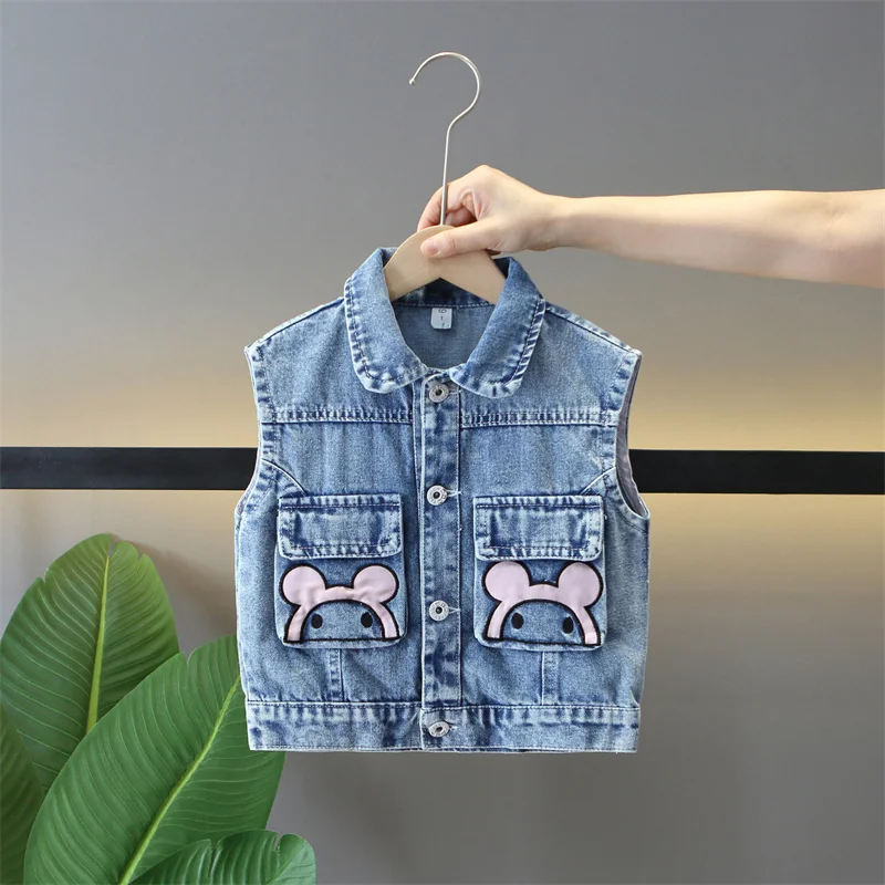 Girl\'s Baby Coat Spring and Autumn Fashionable Girl Korean Edition Denim Top New Fashionable Children\'s Loose Jacket Trendy