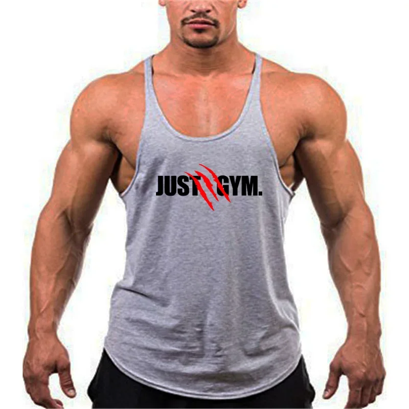 Men Fitness Stringer Tanktop Cotton Gym Clothing Muscle Sleeveless Shirt Y Back Vest Muscleguys Canotte Bodybuilding Tank Top