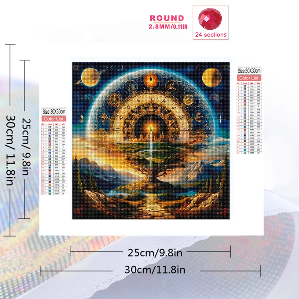 Evershine Full Square Diamond Embroidery Tree Landscape Rhinestones Painting Planet Needlework Mosaic Mountain Home Decor