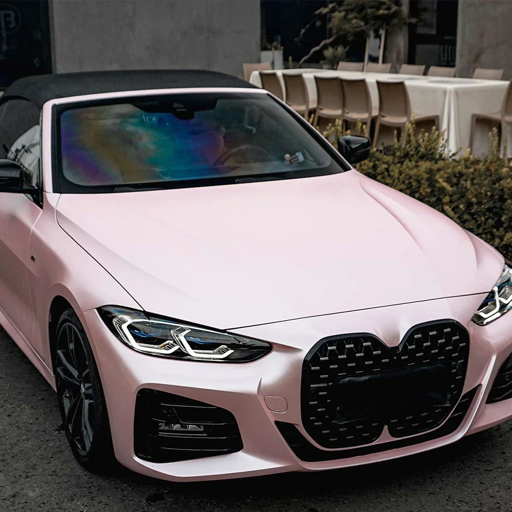 Gloss Cherry Blossom Pink Wrapping Film Car Sticker Vinyl Film Bubble Free PET Sticker Car Accessories Auto Exterior Interior