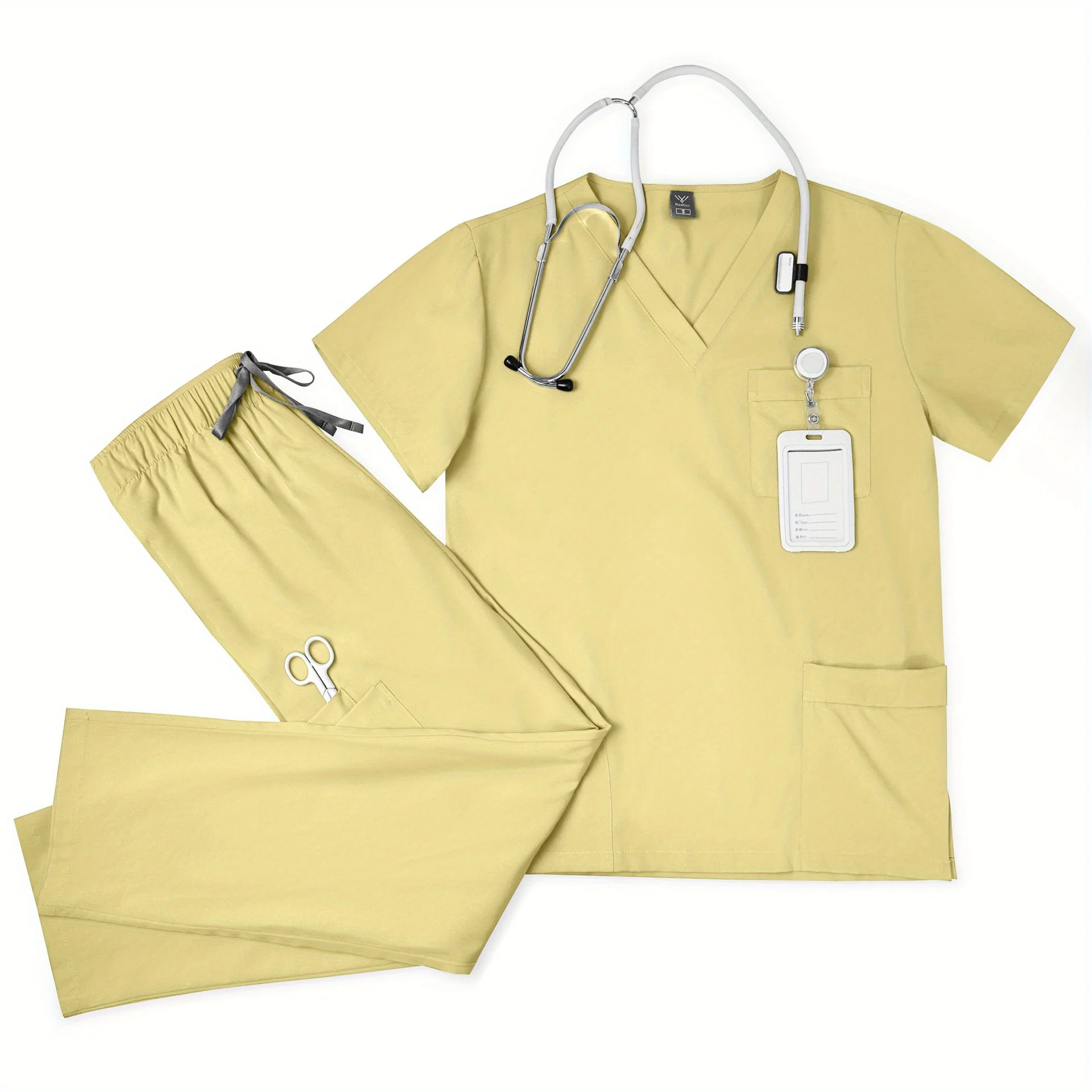 Women's Beauty Salon Work Clothes Brush Clothes Set Hand Washing Clothes Short-sleeved Doctor Elastic Matte Set