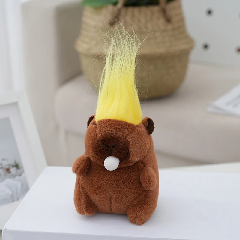 15cm Kawaii Bubble Spitting Capybara Plush Toys Keychain Pendant Cartoon Animal Stuffed Dolls Lovely Home Decor Birthday Gifts